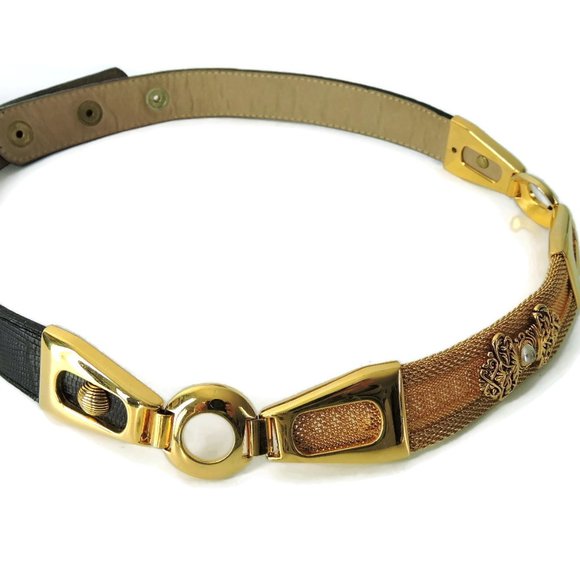 BB Simon Belt Gold-tone Metal Chain filigree sz M main image 4